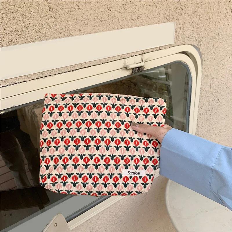 Flower Women's Makeup Bags Travel Toiletries Wash Bags Large Beauty Cosmetic Bag Multifunction Canvas Handbags Storage Organizer