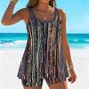 Women's Swimwear Tankini 2 Piece Swimsuit Geometric Marble Pattern Vacation Bathing Suits