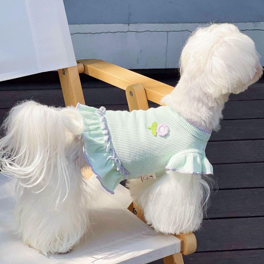 

Thin Fabric Spring Dog Vest Soft Pet Clothing Dog Supplies Dog Skirt Small Medium Dogs XL зелений