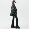 Black Suit Flared Pants Women's Spring Autumn High Waist Slit Trousers Elastic Slimming Trousers Korean Fashion