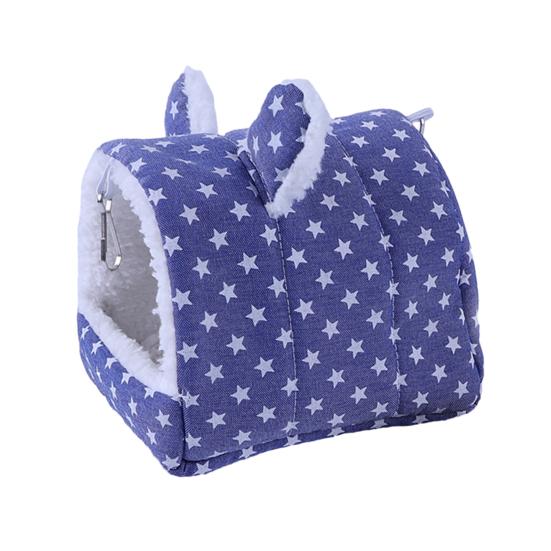 

Полузакрытое гнездо с подвесным крючком, удобная кровать для домашних животных с мультяшным принтом для холодной погоды M синий