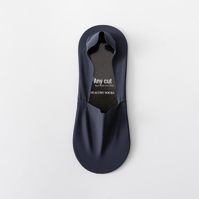 

Мужские нескользящие носки-лодочки невидимого типа - Летние тонкие, бесшовные, с низкой посадкой, низ из чистого хлопка и ледяного шелка Non-slip/One Size темно-синий