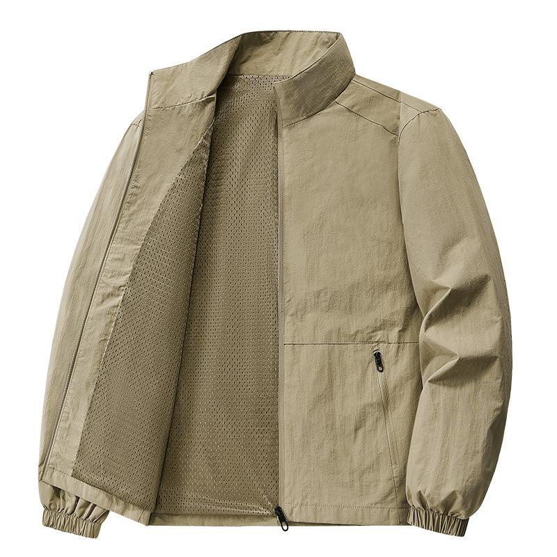 Men's Jacket Spring and Autumn New Fatty Fat Big Size Casual Stand Collar Solid Color Loose Jacket Top