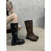 Autumn British long boots Martin boots Small thick-soled long tube but knee-high knight boots