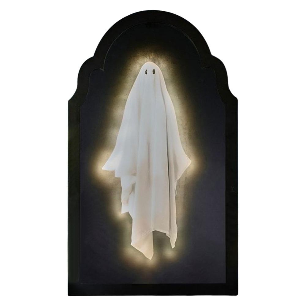 Thickened Halloween Ghost Mirror Night Light Plastic Spooky Scary Ghosts Table Mirror LED Ghost Hologram Mirror Decorations
