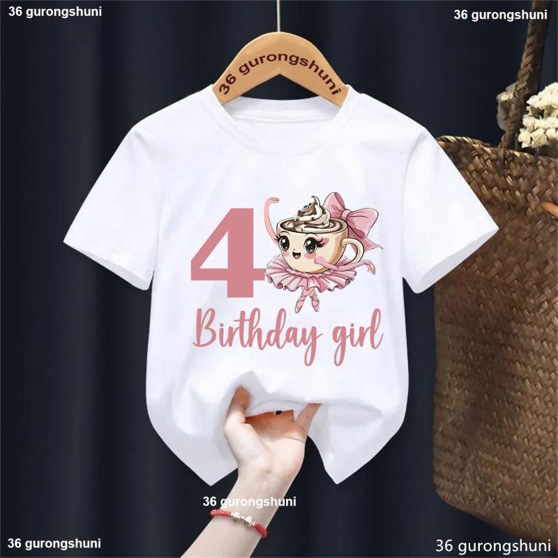 4th/5th/6th Birthday Girl  Ballerina Cappucina Printed T Shirt The Best Birthday Gift For Girls Kawaii Kids