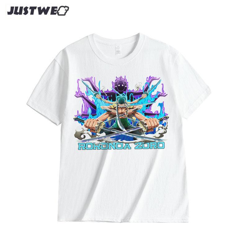 Anime Style One Piece Road Feisuolonuo Pure Cotton Printed Fashionable Unisexs and Womens Clothing New Loose Casual Tshirt