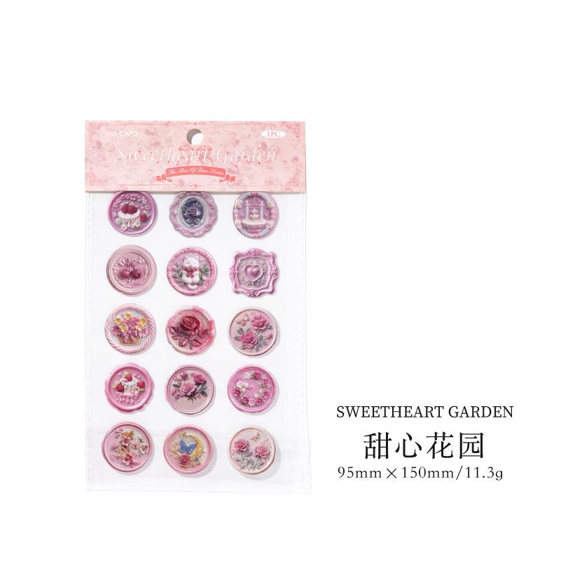 1pack/15pcs Vintage Lacquer drip adhesive stickers Decorative Hand Account Diary Album Scrapbooking accessories Craft Supplies