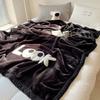 Solid Thick Cartoon Towel Embroidered Blanket Double Layer Warm Milk Velvet Sofa Cover Cozy Breathable Bedspread for Adult Kids