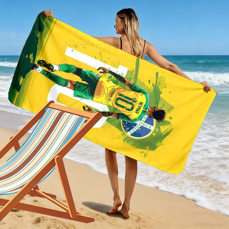 Asciugamano da Spiaggia con Stampa di Neymar, Asciugamano Grande Morbido ad Asciugatura Rapida per Spiaggia Campeggio Nuoto