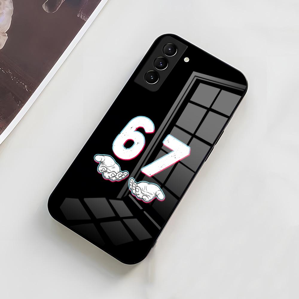 67 Six Seven Étui de téléphone pour Samsung A56 A36 A26 A16 A15 A25 A35 A55 A14 A34 A24 A54 Étui en verre