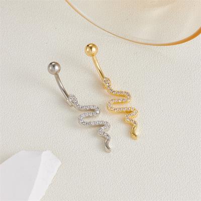 Nerezový Piercing do pupka v tvare hada Trendy Piercing pre Spicy Girl Nový Produkt s Zirkónom vykladaným Diamantom Pupková Gombík Gombík Gombík Necht
