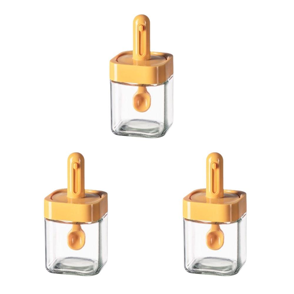 3Pcs Leakproof Glass Seasoning Bottle Moisture-Proof Spice Jar Portable Salt Container  for Home