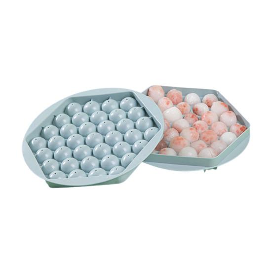 Sphere Ice Cube Tray with Lid BPA-Free Plastic Mold for Whiskey Cocktails Easy-Release Leak-Proof Space-Saving Ice Maker for Home Bar Party