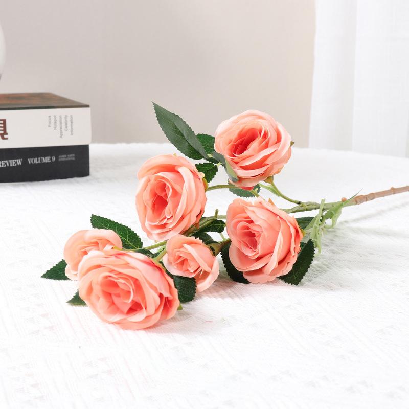 Plastic Realistic Handmade Roses Artificial Flower Bundle Bouquet for Home Office Garden Decoration Customizable Artificial