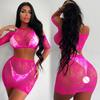 Super Sexy Backless Dress Fishing Net Mesh See Through Hollow Skirt Female Erotic Costume Fishnet Mini Short Skirt Sex Clothes