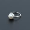 White Pearl Round Statement Ring, 925 Sterling Silver Ring, Handmade Minimalist Anniversary Gift for Women