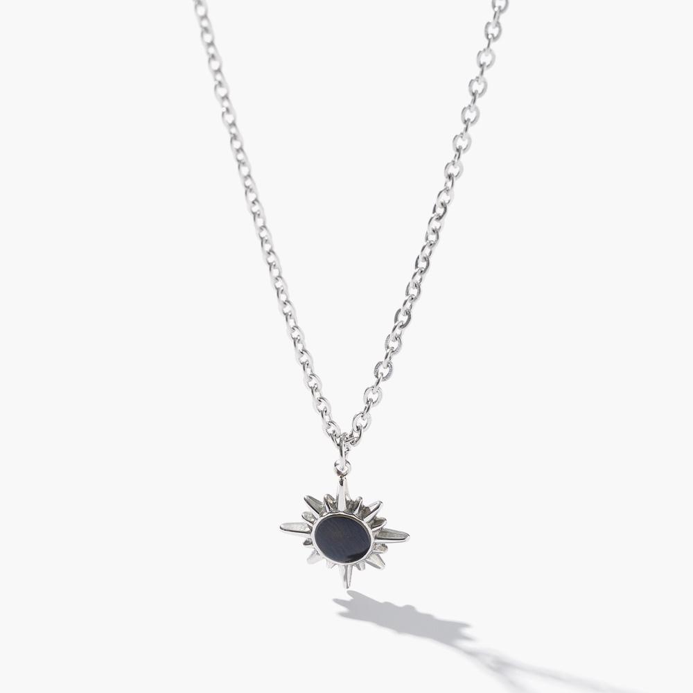 Jbans Classic Black Epoxy Shining Pendant Chain Necklace (C2503-An952_Sv)