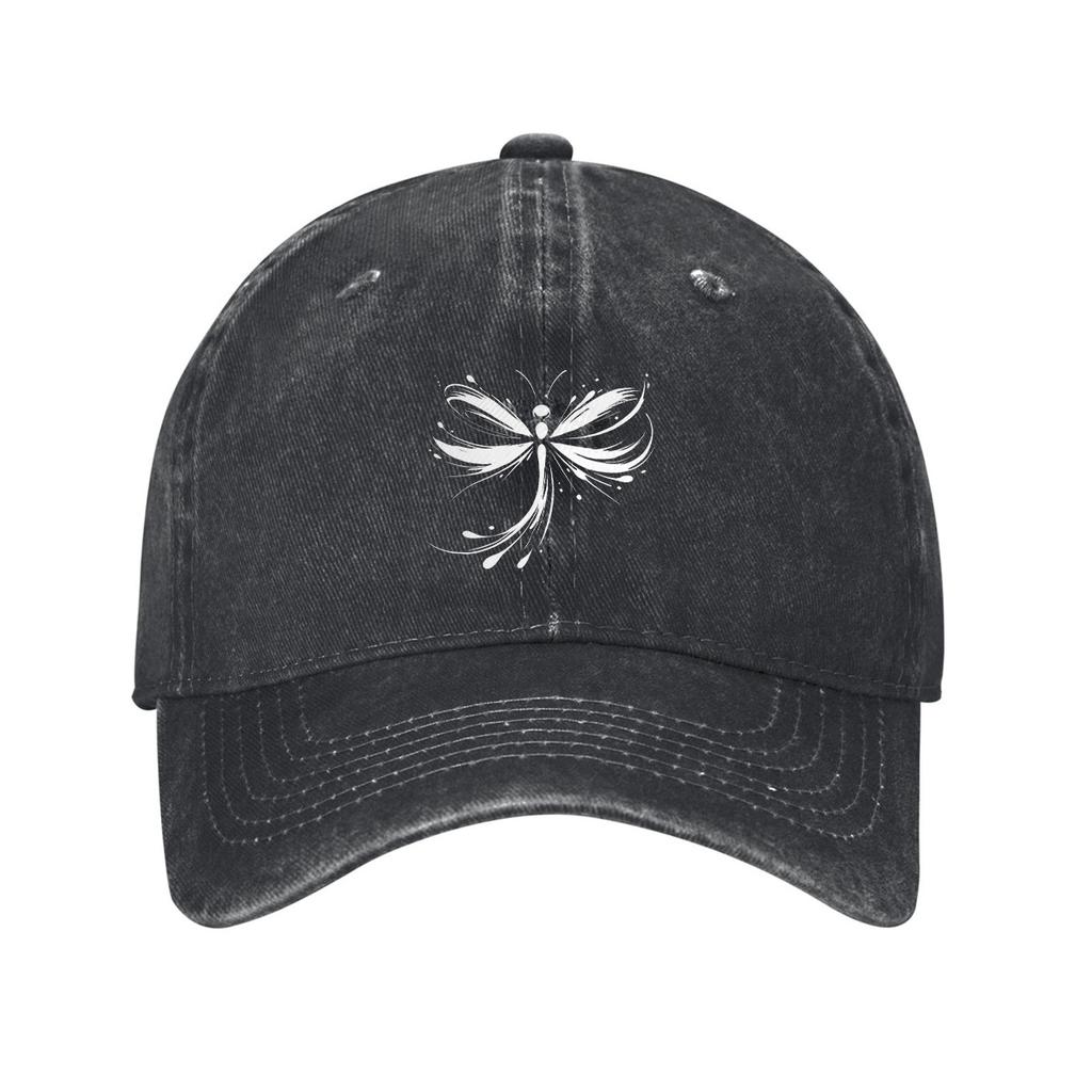 Dragonfly Print Washed Cotton Baseball Cap Unisex Adjustable Casual Dad Hat for Outdoor Sun Protection