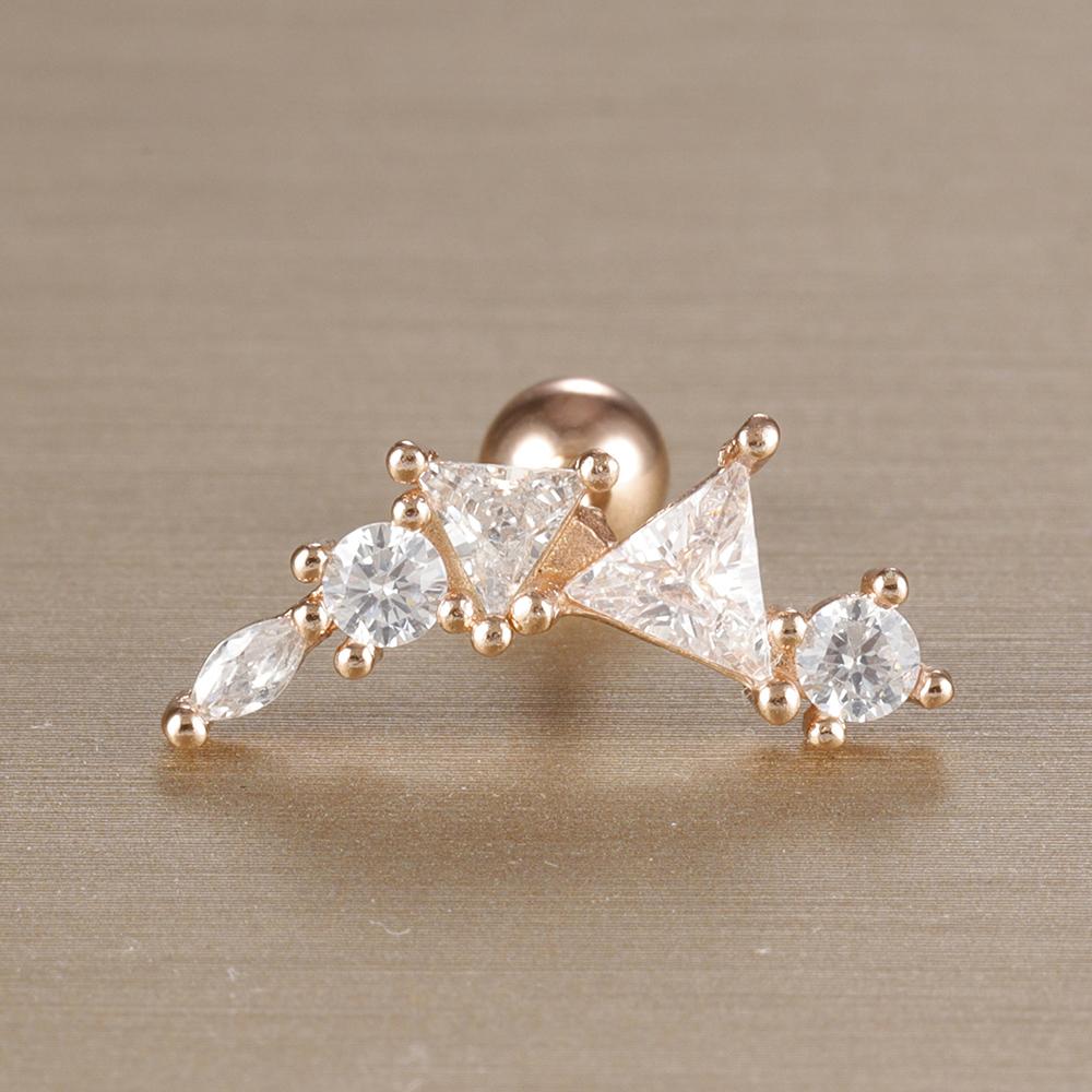 1 Stück 316L Edelstahl Geometrie Ohrstecker Für Frauen Mode Stern Mond Lappen Daith Helix Knorpel Ohrring Piercing Zirkon