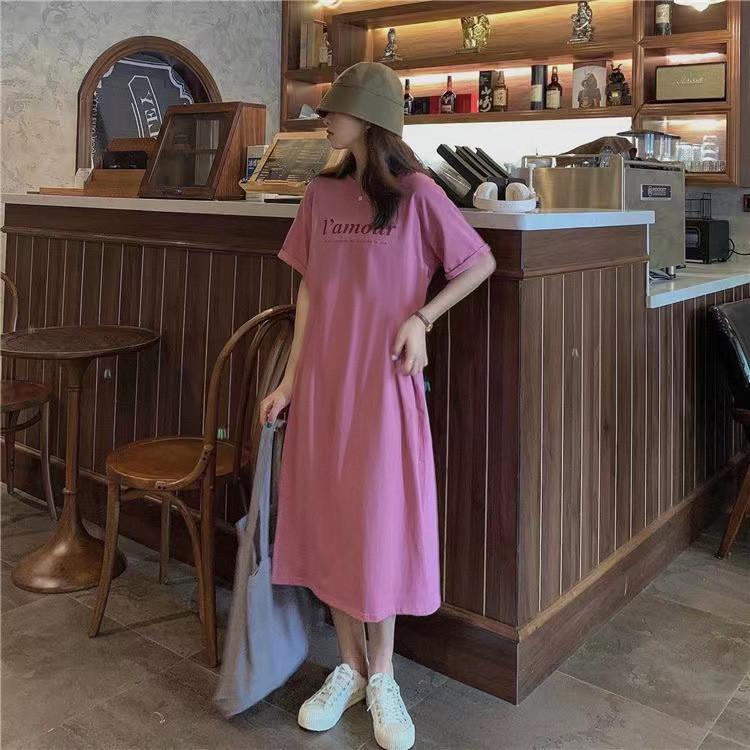 Sommer-Midi-Kleid mit lockerem Schnitt, bedruckt, mit kurzen Ärmeln, für Damen in Übergrößen
