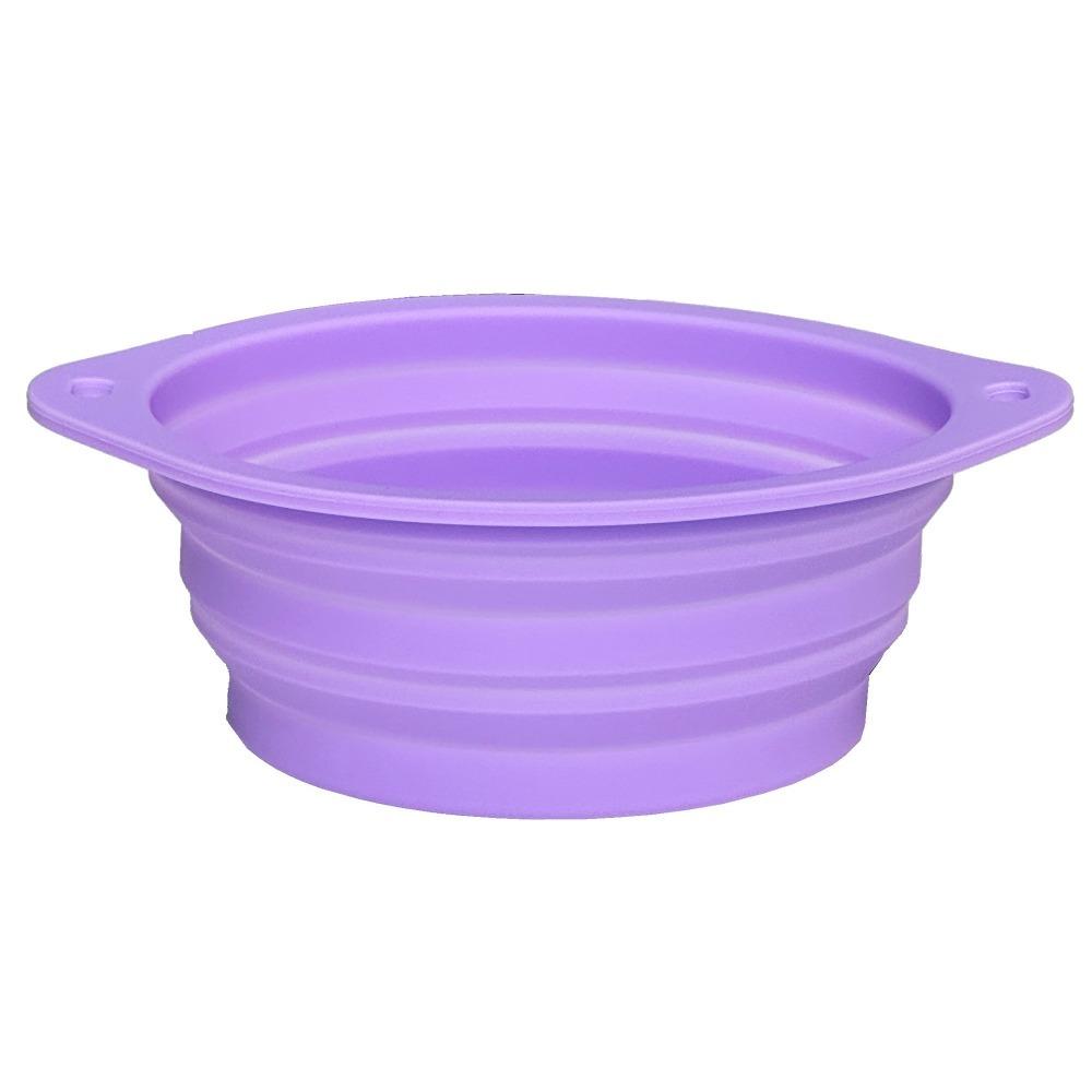 Large Capacity Foldable Silicone Bowl Double Ear Buckle Leak Proof Collapsible Dog Bowl Macaron Color Anti-slip