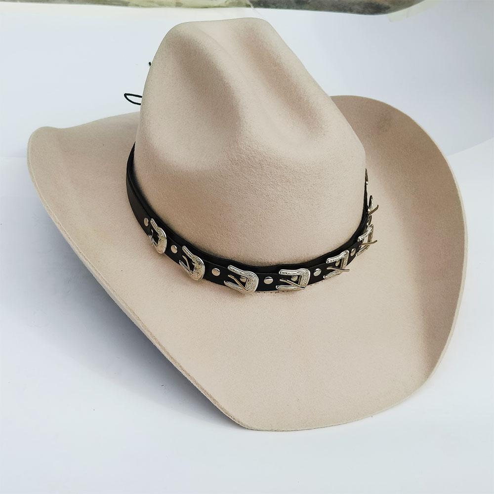 55-60 cm große Größe Hut WOLL Cowboyhüte für Männer Frauen Cowboyhut Gürtel breite Krempe Filzhut kundenspezifisch 4 Größen Outdoor Sombrero Hombre