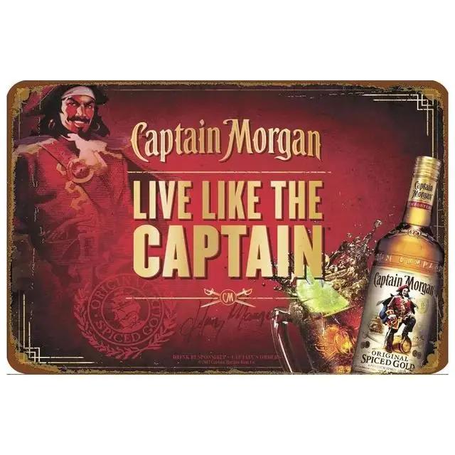 Vintage Captain Morgan Metallschild Retro Wanddeko für Bar Man Cave Garage Eisen Poster Plakette xcm