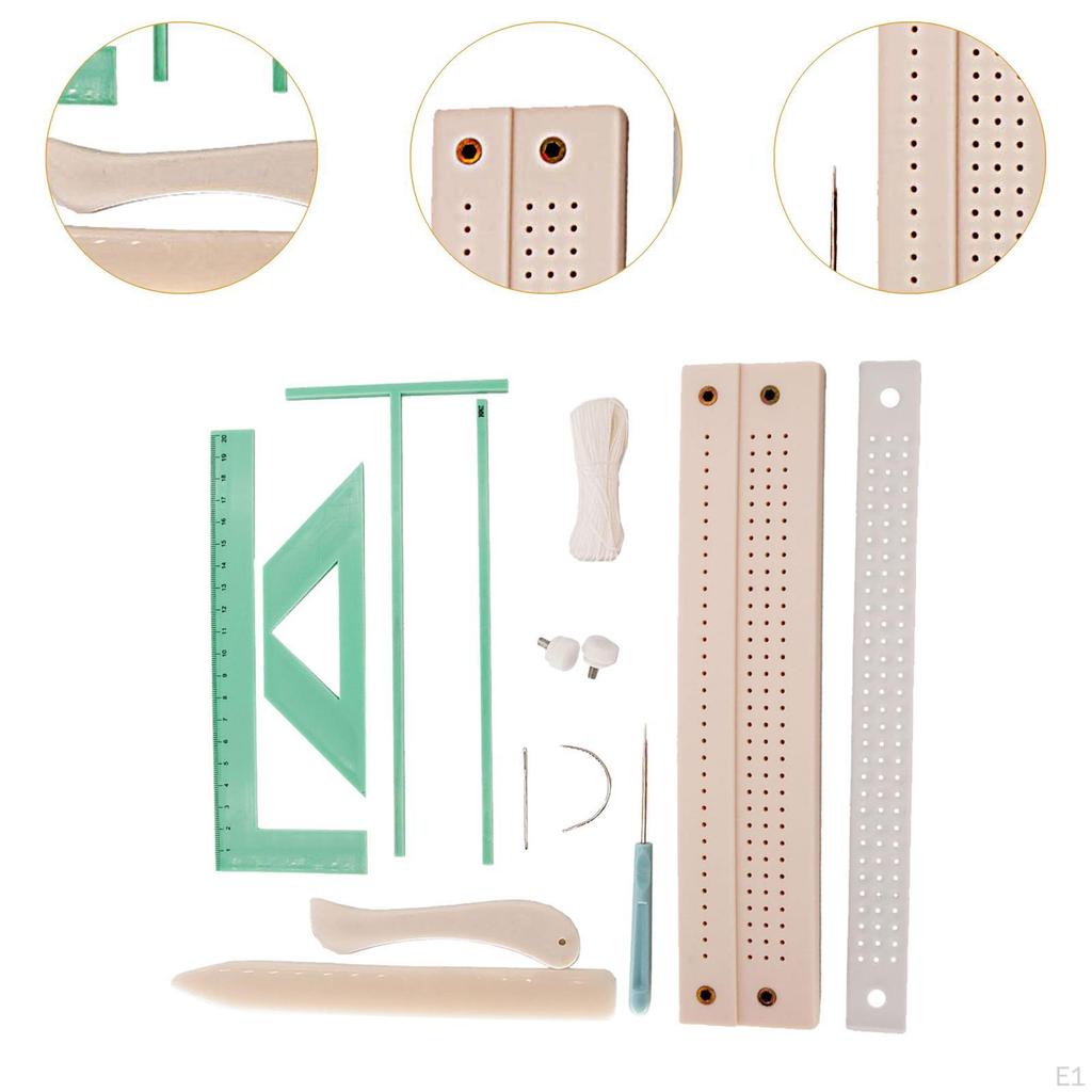 Book Binding Kit, Ruler Straight Curved Pin, Punch Guide Set