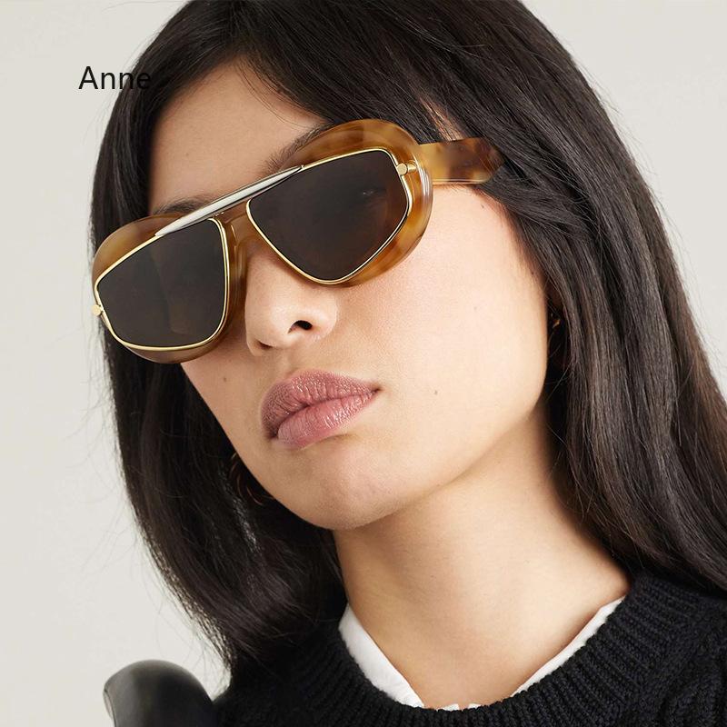 Y2K Oversized Cat Eye Women Fashion Sunglasses Retro Unique Lens Amber Shades UV400 Men Punk Sun Glasses óculos gafas de sol