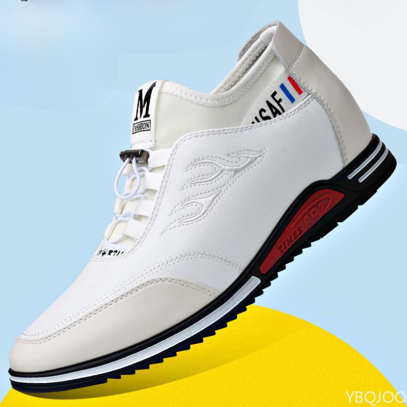 Spring New High Top Casual Men's Shoes with Waterproof Leather Surface Increased Height Inside Casual Sports Vulcanized for Men