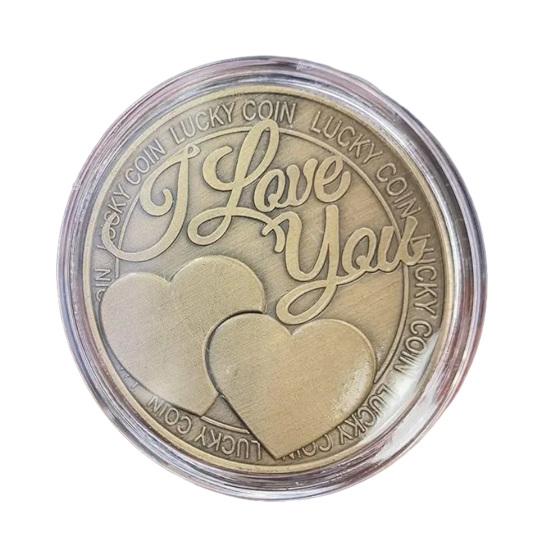 Yousheng Ich Liebe Dich Glücksmünze Vierblättriges Kleeblatt Taschen-Umarmungs-Token Romantischer Liebesausdruck Geschenk für Männer Frauen Ehemann Ehefrau