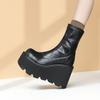 Super high heel thick-soled short boots women's white boots small man height-increasing and thin short thin boots