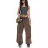 Pantaloni Casual Jogger a Vita Media Gamba Larga Baggy Sportivi Y2k con Coulisse Tinta Unita LUXEON Retro Unisex