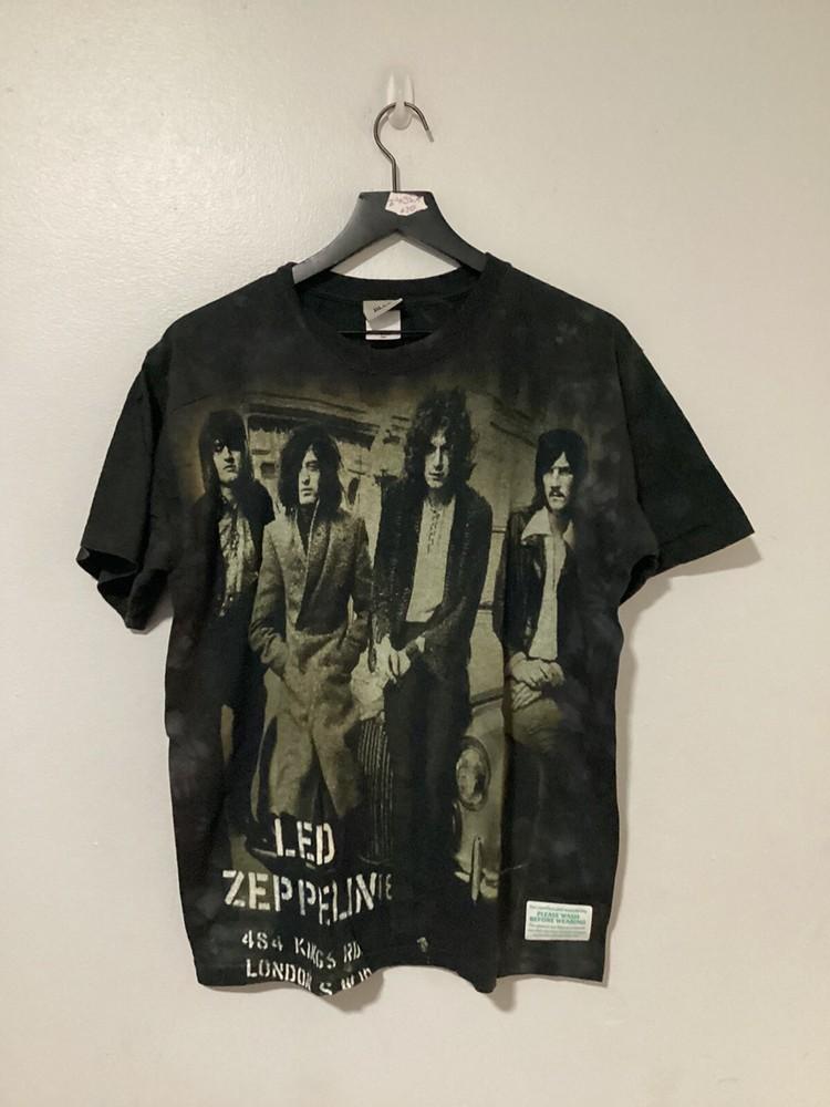 Vintage Led Zeppelin Shirt Mens Medium Liquid Blue Rock Jimmy Page Guitar Y2K Unisex T-Shirt L