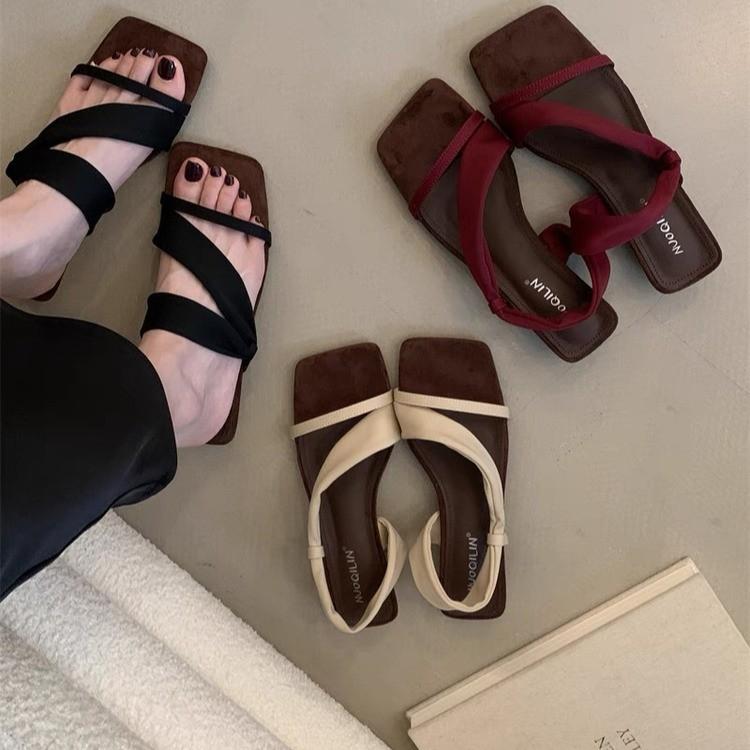 Fashion New Style Luxury Designer Summer Women Sandals Fashion Square Toe Women's High Heel Party Dress Shoes Zapatos De Mujer