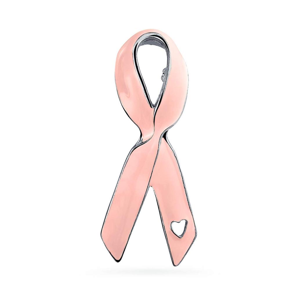 Cancer Awareness Ribbon Brooch Pin Silver Pink Purple Enamel Symbol of Support and Survival Silver Gold Plated Accents Thoughtful Jewelry for One