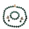 Temperament elegant: Set Brățară & Cercei Retro cu Lanț pentru Pulover, Jad & Cubic Zirconiu