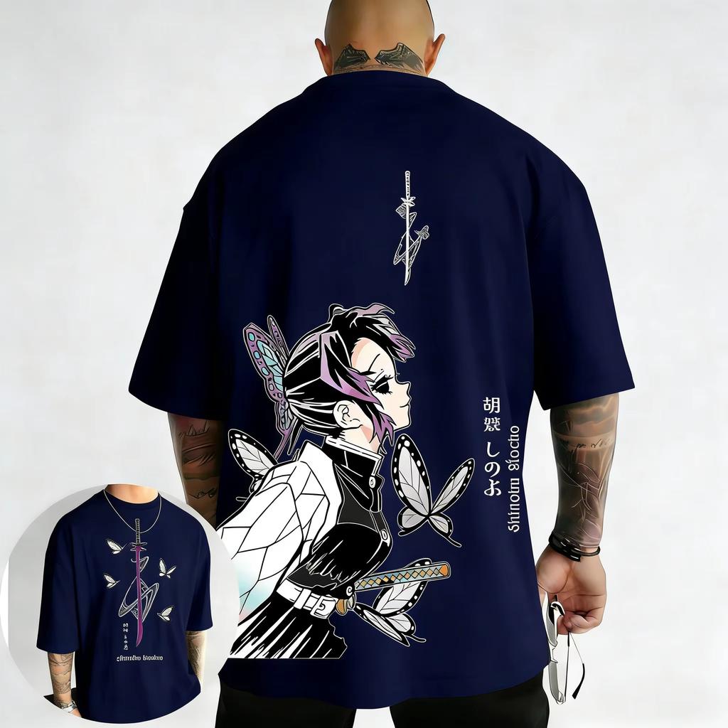 Summer Unisex Demon Slayer Ninja Anime Print T-Shirt, Stylish Y2K Top for Spring & Summer T-Shirt