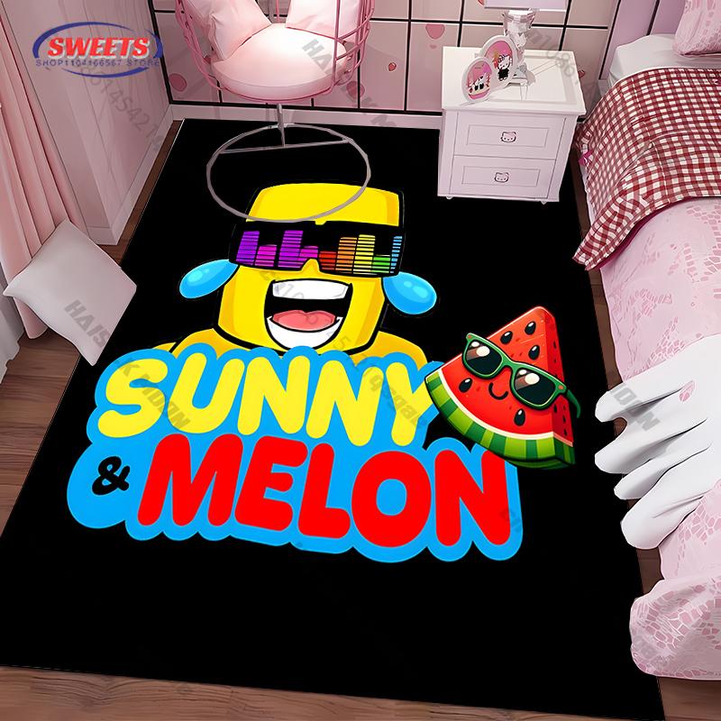 Funny S Sunny and Mel0n Pattern Carpet Rug for Living Room Bedroom,Office Areas,large Decora Mat, Durable Machine Washable Mat