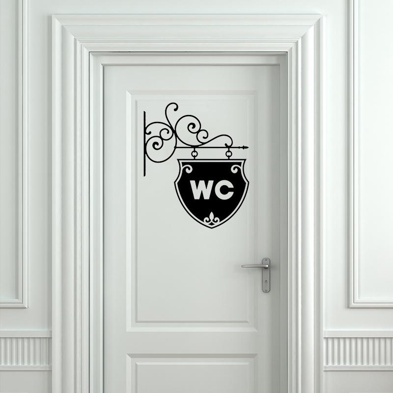 

Funny Toilet Sticker WC Sticker Bathroom Door Removable Stickers Washroom Art Wall Decal DIY Creative Home Decoration 20x16cm