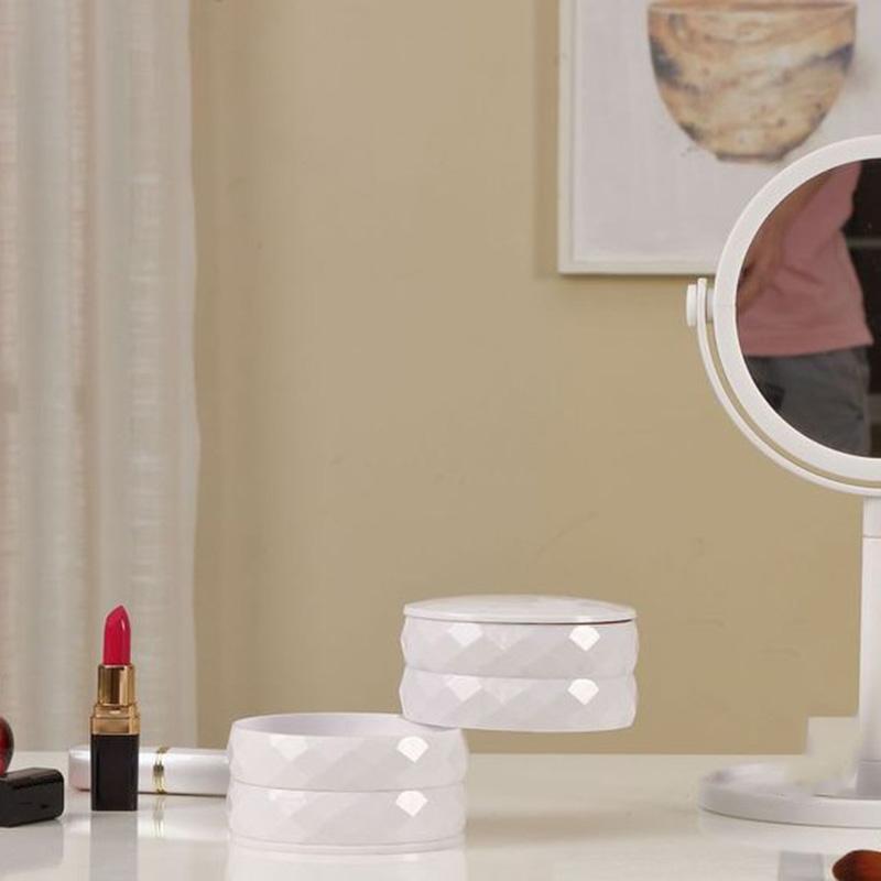 Rotatable Jewelry Organizer Box Earring Holder ABS+Acrylic Storage Tray