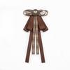 Retro Fabric Lace Brown Bow Brooches for Women Crystal Pearl Pins JK Shirt British Style Handmade Bow Tie Clothes Accessories