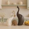 Home Décor Elephant Family Matte Finish Ceramic Figures - (Set of 3 Piece, Matte Brown)