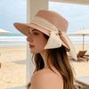 Straw Hat Lightweight Breathable Flat Top Wide Brim Sun Protection Hat Metal Buckle Ribbon Decorated Hat Summer Beach Hat