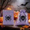 Small Fabric Storage Pouches Halloween Burlap Treat Bags, Pumpkin Ghost Bat Spider Witch Print Drawstring Rustic Bags Favors Candy for Cookies Snacks