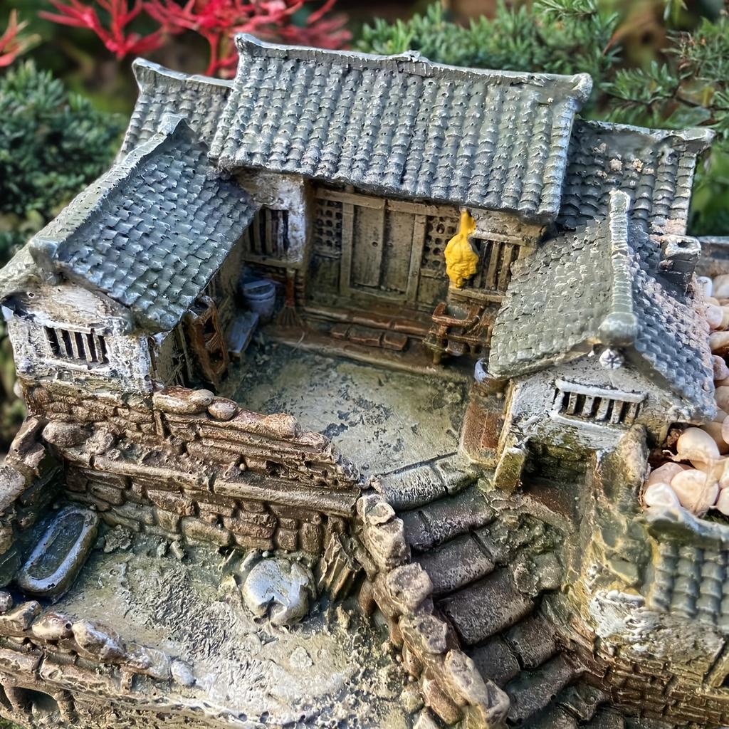 Rustikaler Harz-Bonsai-Baumtopf mit geometrischem Design   (Nur Zubehör, keine Flora enthalten)