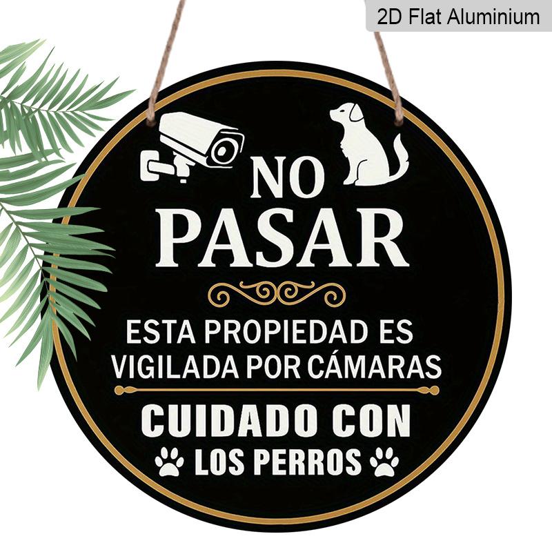 

2D Flat, 1pc Vintage Spanish No Pasar Security Camera And Dog Warning Sign Measuring 7.87X7.87 Inches - Heavy-Duty Aluminum Outdoor/Indoor Decor 1pc