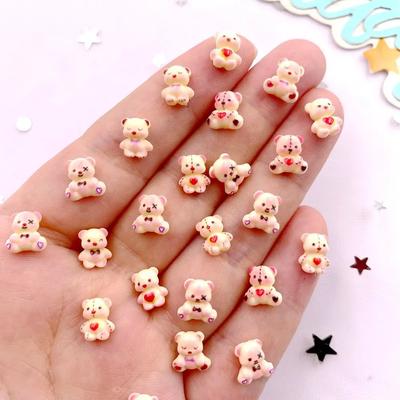100 buc rășină colorată mini desene animate dragoste bowknot urs figurină flatback nail art decor DIY album de însemnări bijuterii accesorii meșteșuguri