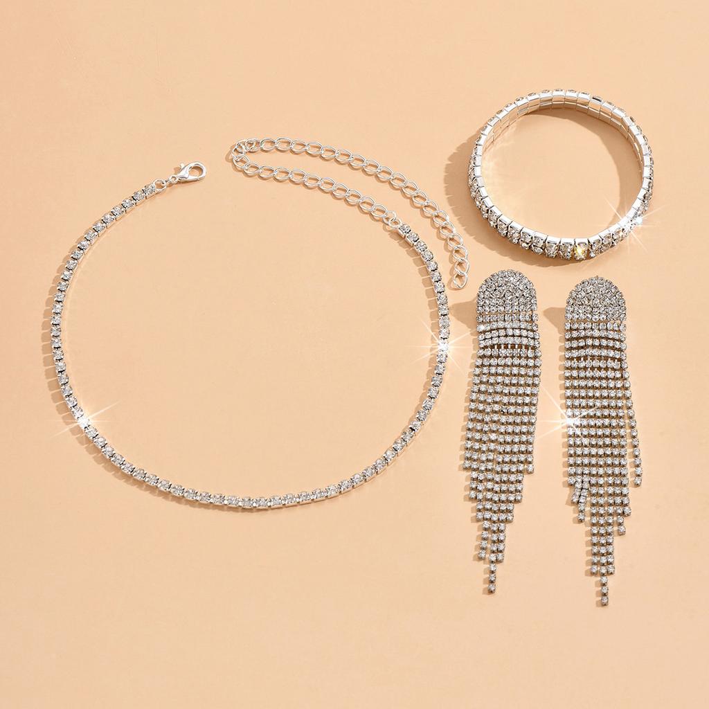 Bridal Accessories Set Fashion Necklace Earrings Bracelet Ladies Three-Piece Elegant Evening Dress Accessories Wedding Accessories